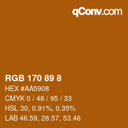 カラーコード: RGB 170 89 8 | qconv.com