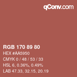 Color code: RGB 170 89 80 | qconv.com
