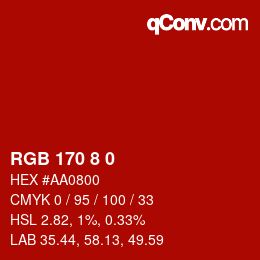 Color code: RGB 170 8 0 | qconv.com