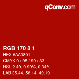 Color code: RGB 170 8 1 | qconv.com