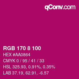 Color code: RGB 170 8 100 | qconv.com