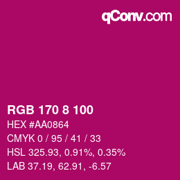 カラーコード: RGB 170 8 100 | qconv.com