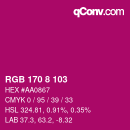 Farbcode: RGB 170 8 103 | qconv.com