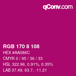 Color code: RGB 170 8 108 | qconv.com