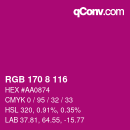 カラーコード: RGB 170 8 116 | qconv.com