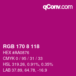 カラーコード: RGB 170 8 118 | qconv.com