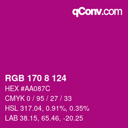 Color code: RGB 170 8 124 | qconv.com