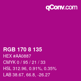 Color code: RGB 170 8 135 | qconv.com