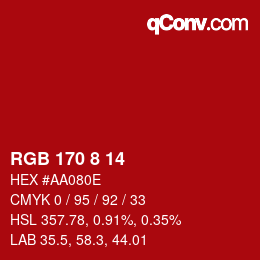 Color code: RGB 170 8 14 | qconv.com