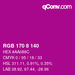 Color code: RGB 170 8 140 | qconv.com