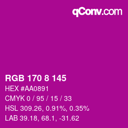 カラーコード: RGB 170 8 145 | qconv.com