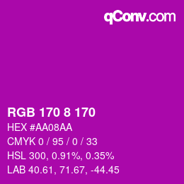 Color code: RGB 170 8 170 | qconv.com