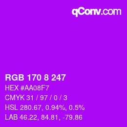 Color code: RGB 170 8 247 | qconv.com