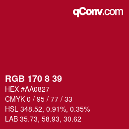 Color code: RGB 170 8 39 | qconv.com