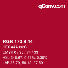 カラーコード: RGB 170 8 44 | qconv.com