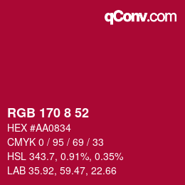 Color code: RGB 170 8 52 | qconv.com