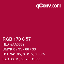 カラーコード: RGB 170 8 57 | qconv.com