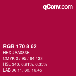 カラーコード: RGB 170 8 62 | qconv.com