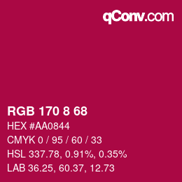カラーコード: RGB 170 8 68 | qconv.com