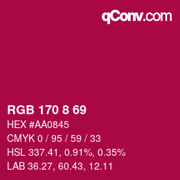Color code: RGB 170 8 69 | qconv.com