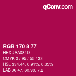 Color code: RGB 170 8 77 | qconv.com