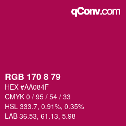 カラーコード: RGB 170 8 79 | qconv.com