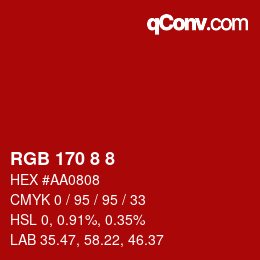 Código de color: RGB 170 8 8 | qconv.com