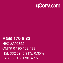 カラーコード: RGB 170 8 82 | qconv.com