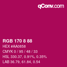 Color code: RGB 170 8 88 | qconv.com