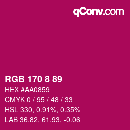 Color code: RGB 170 8 89 | qconv.com