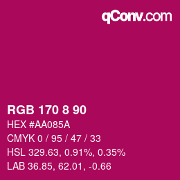 Color code: RGB 170 8 90 | qconv.com