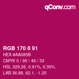 カラーコード: RGB 170 8 91 | qconv.com