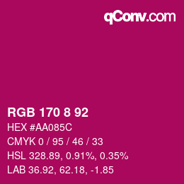 Color code: RGB 170 8 92 | qconv.com