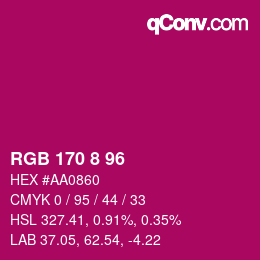 Color code: RGB 170 8 96 | qconv.com