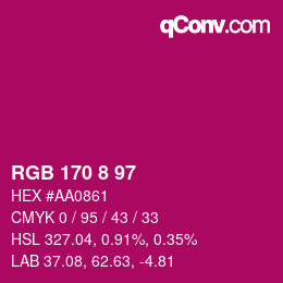 カラーコード: RGB 170 8 97 | qconv.com