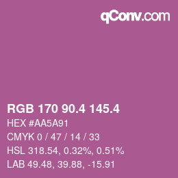 カラーコード: RGB 170 90.4 145.4 | qconv.com