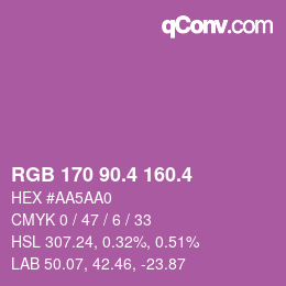 カラーコード: RGB 170 90.4 160.4 | qconv.com
