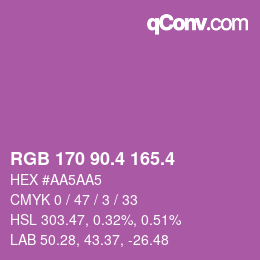 カラーコード: RGB 170 90.4 165.4 | qconv.com