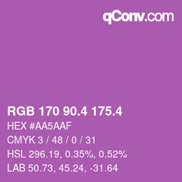 カラーコード: RGB 170 90.4 175.4 | qconv.com