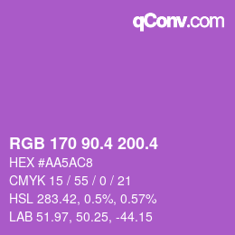 カラーコード: RGB 170 90.4 200.4 | qconv.com