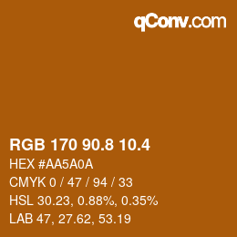 カラーコード: RGB 170 90.8 10.4 | qconv.com