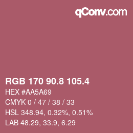 カラーコード: RGB 170 90.8 105.4 | qconv.com
