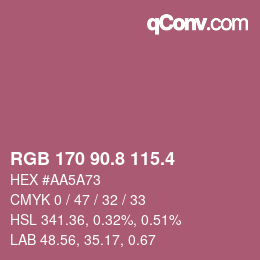 カラーコード: RGB 170 90.8 115.4 | qconv.com