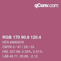 カラーコード: RGB 170 90.8 120.4 | qconv.com