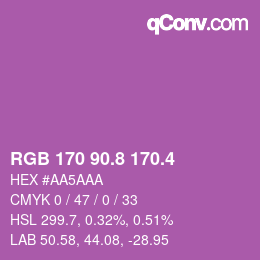カラーコード: RGB 170 90.8 170.4 | qconv.com