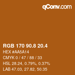 カラーコード: RGB 170 90.8 20.4 | qconv.com