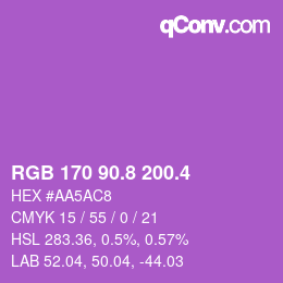 カラーコード: RGB 170 90.8 200.4 | qconv.com