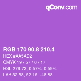 カラーコード: RGB 170 90.8 210.4 | qconv.com