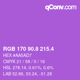カラーコード: RGB 170 90.8 215.4 | qconv.com