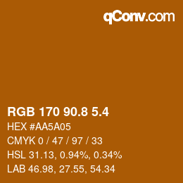 カラーコード: RGB 170 90.8 5.4 | qconv.com